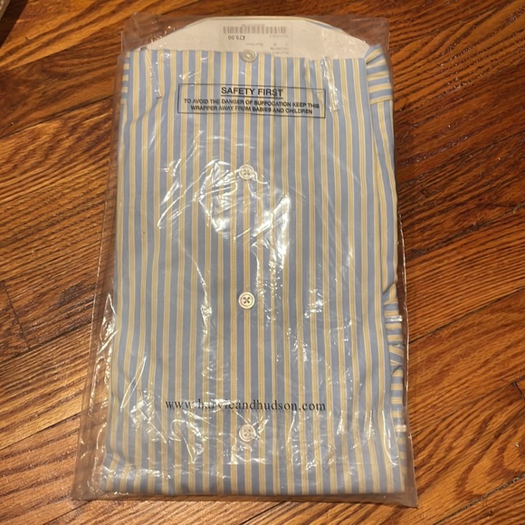 NWT Harvie & Hudson Yellow/Blue Stripe Slim Fit Button Down - Picture 6 of 12